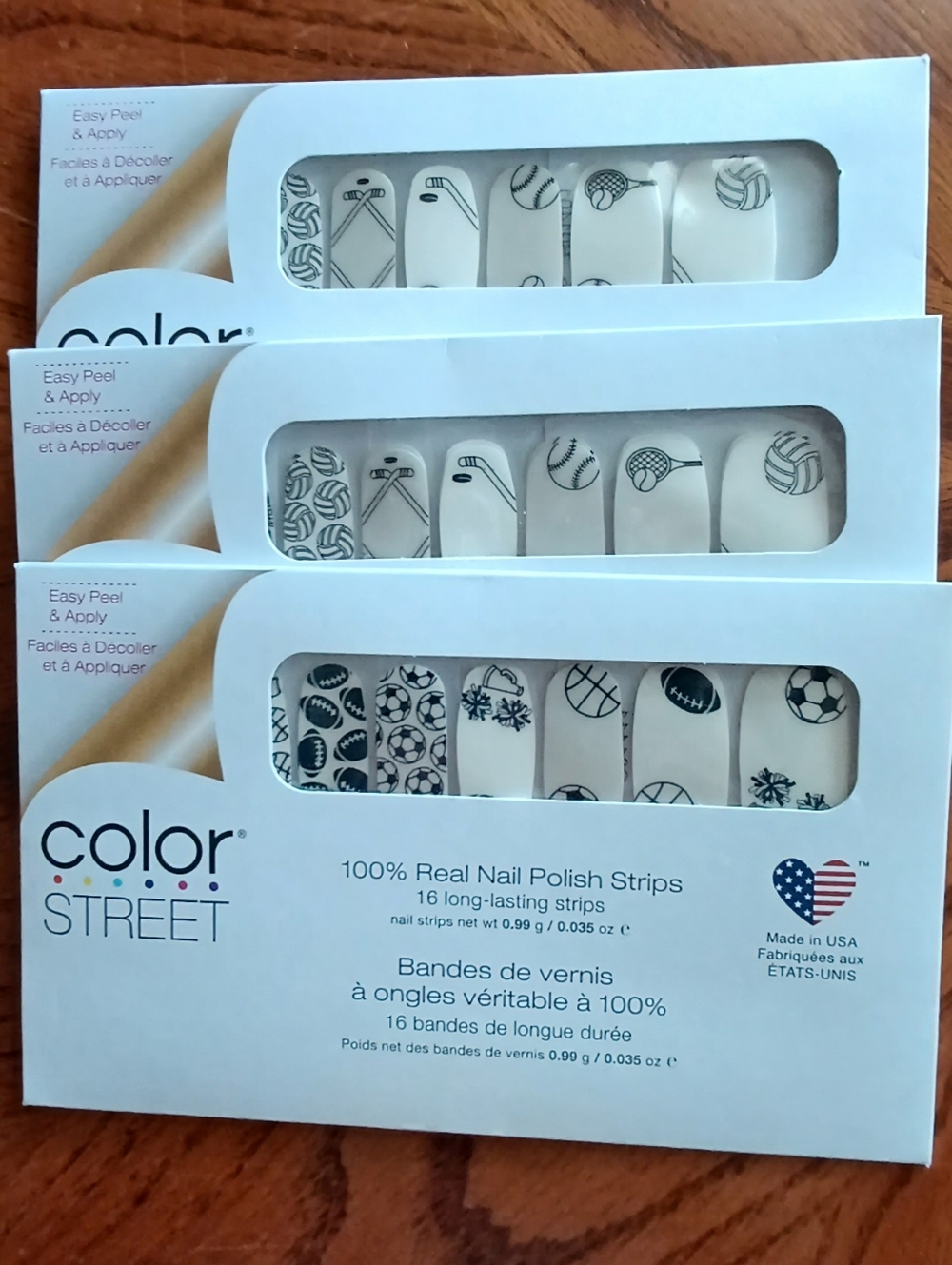 NWT Color Street Sports Themed Overlays Nail Strips - Set of 3